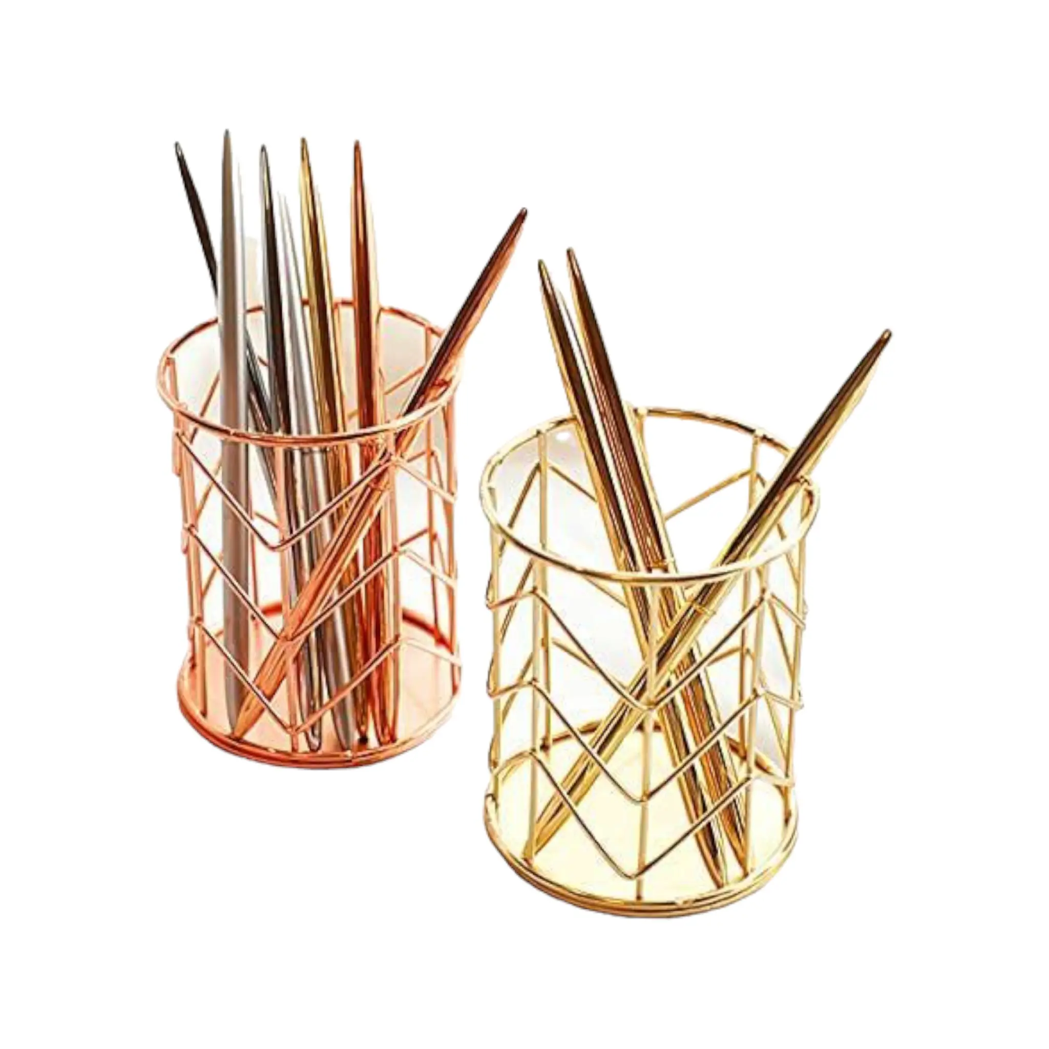 New Design Rose Gold and Gold Wire Custom Metal Pen and Pencil Holder Hot Selling and High Quality Multipurpose Stand for Table