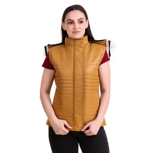 Haute qualité femmes gilet bouffant en plein air hiver vers le bas manteau sans manches fermeture éclair vers le haut imperméable gilet bouffant pour dames - Product Image 3