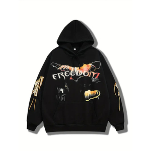 Haute qualité personnalisation graphique sérigraphié sweats à capuche hommes épais poids lourd pull bouffée impression recadrée à capuche hommes - Product Image 1