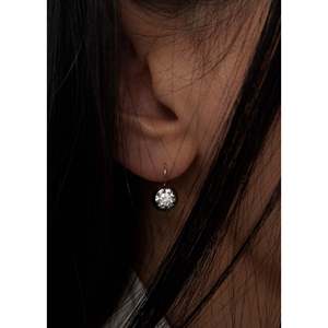 Rosette Black Rhodium Round Diamond <b>Earrings</b> - Product Image 2