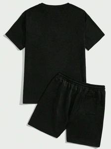 Ensemble deux pièces de sport décontracté avec logo privé personnalisé ensemble t-shirt et short en 100% coton doux de haute qualité pour hommes - Product Image 2