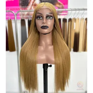 Grosir warna gelap Remy bundel rambut Vietnam gaya baru 4X4 Wig penutup renda Wig lurus tulang SDD rambut manusia 20 inci