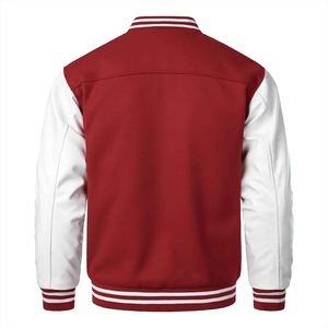 Veste universitaire streetwear à la mode pour garçons, couleur marron, manches blanches, veste bomber universitaire avec fermeture à boutons - Product Image 2