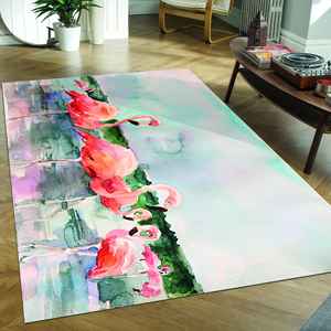 Alfombra con Pintura de Flamencos en Acuarela, Alfombra de Flamencos, Alfombra Abstracta de Flamencos, Alfombra de Animales, Alfombra de Terciopelo de Lujo - Product Image 5