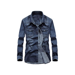Veste en jean délavé vintage pour hommes, streetwear décontracté, manteau en jean bleu déchiré, fournisseur de conception personnalisée, vente en gros - Product Image 1