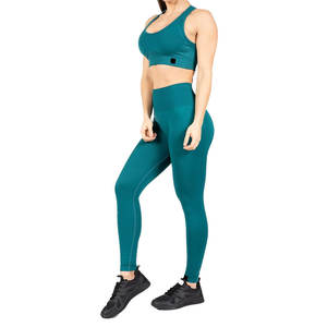 Conjunto de ropa deportiva con control de barriga y logotipo personalizado, 2 uds., sin costuras, espalda cruzada, camisetas de yoga, mallas de entrenamiento con glúteos para mujer Ronpex - Product Image 1