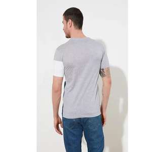 <b>Mens</b> Color Block Stripe T <b>Shirt</b> Red Black <b>White</b> Panel Crew Neck <b>Short</b> <b>Sleeve</b> Urban Streetwear Longline Fit Printed - Product Image 5