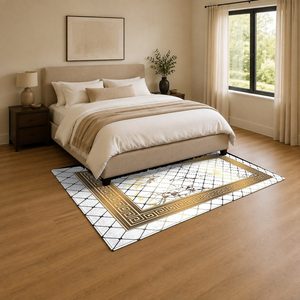 Tapis de salon en chenille antidérapant, imprimé numériquement, motif abstrait contemporain, couleur terre cuite dorée, lavable en machine, vente en gros, modèle LXDP-0501 de RUGS DEPOT - Product Image 3