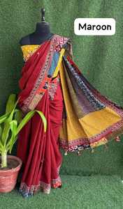 Saree patchwork en pur coton avec glands faits à la main tissu choli gratuit vêtements de mariage indiens et pakistanais vêtements de confort - Product Image 3