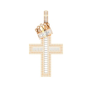 Pendentif unisexe fin en argent 925 personnalisé Croix Baguette Design Diamant Moissanite Hip Hop Street Fashion Artiste personnalisé - Product Image 4