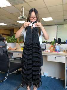 ผมต่อแบบมนุษย์หยักศกยาวหยิกตรง10 "-50" ช่อต่อผมมนุษย์จัดแนวหนังกำพร้าตามธรรมชาติแบบ100% - Product Image 6