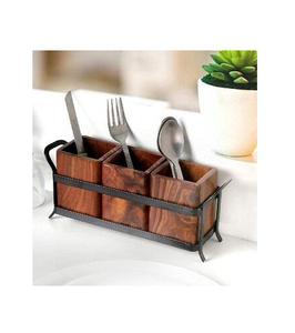 Soporte para cubiertos de vajilla de comedor de diseño clásico, soporte para cubiertos de 3 secciones de madera de primera calidad al precio más barato - Product Image 2