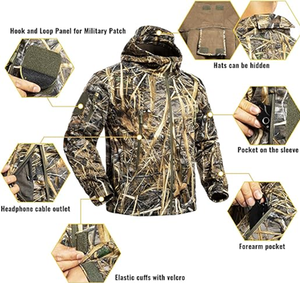 Vêtements de chasse pour hommes, veste et pantalon de chasse compatibles avec sangle de sécurité, doublure en polaire, silencieux, chaud, résistant à l'eau - Product Image 3