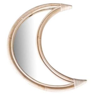 Espejo de ratán con diseño de media luna, ratán tejido decorativo de color bronce, perfecto para una decoración de pared elegante y acento para el hogar - Product Image 1