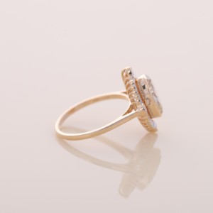 Anillo de Halo con Diamante Amarillo Ovalado de 2.85ct, Oro Amarillo, Blanco y Rosa de 14K, Joyería Fina de Lujo para Mujer, Chapado en Rodio - Product Image 5
