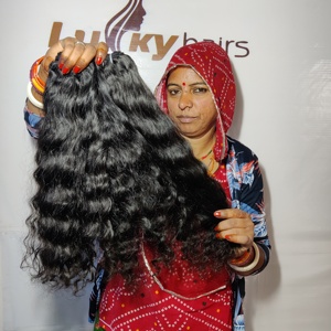 100% paquets de cheveux Remy indiens vierges bruts extensions de cheveux humains droits non transformés avec des vagues d'eau profondes - Product Image 2