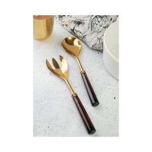 ชุดอุปกรณ์เสิร์ฟสลัดสแตนเลสสตีลคุณภาพสูง ดีไซน์หรูหรา พร้อมด้ามจับสวยงาม สำหรับเสิร์ฟบนโต๊ะอาหารระดับไฮเอนด์ - Product Image 3