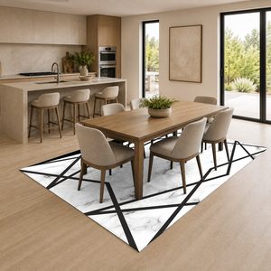 Tapis de salon en chenille gris argenté à motif design imprimé numériquement, lavable en machine, antidérapant - RUGS DEPOT LXDP-0448 (vente en gros) - Product Image 4