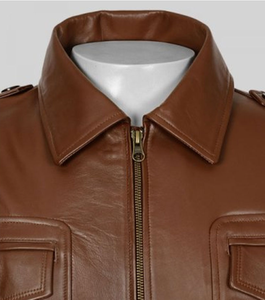 Veste d'hiver en cuir personnalisée pour hommes, style bombardier, coupe-vent, conception ODM, fermeture à glissière, doublure de haute qualité - Product Image 4
