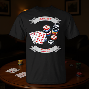 Camiseta Lucky Poker negra para hombre, ropa informal para regalo de juegos - Product Image 3