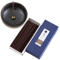 Coffret Cadeau d'Encens à Faible Émission de Fumée Asayu Japon, Bâtons d'Encens en Bois d'Agar + Porte-Encens Zen, Esthétique Wabi Sabi, Artisanat Traditionnel Mino