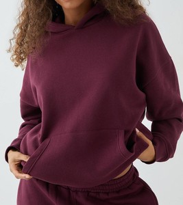 Sweat-shirt à capuche surdimensionné avec pantalon de survêtement pour femmes, ensemble en molleton de coton 2 pièces, logo personnalisé, OEM ODM, vente en gros - Product Image 2