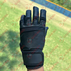 Nuevo diseño, puño corto, color negro completo, cuero de vaca, puño largo, guantes de bateo de béisbol, tarifa mayorista - Product Image 1