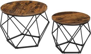 Mesa de centro anidada de madera y metal redonda de Estilo Vintage moderno, muebles de sala de estar para el hogar de alta calidad a un precio razonable - Product Image 6
