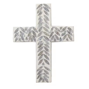 Vietnam Capiz Shell madre de perla Cruz colgante de pared hecho a mano Cruz conmemorativa para exhibición de urna funeraria decoración del hogar de vacaciones - Product Image 4