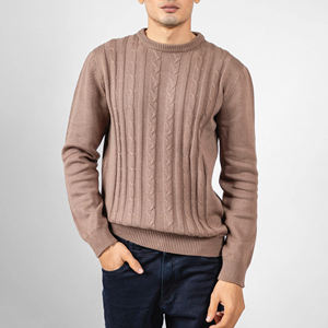 Pull-over en laine tricoté à la main pour hommes, décoration avec logo imprimé, manches longues, respirant, couleur unie, haut à design, tenue en tricot - Product Image 4