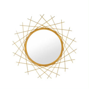 Handcrafted Hanging Wall <b>Mirror</b> for Sale Metal Wire Design Frame <b>Gold</b> Plated Wall <b>Mirror</b> Bathroom and Washroom Decorative - Product Image 1