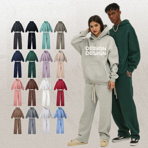 Ensemble survêtement pour homme personnalisé, sweat à capuche surdimensionné, pantalon coupe droite, taille plus, 100% coton, jogging pour homme - Product Image 1