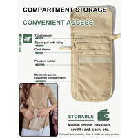 Sac de rangement multifonctionnel léger en toile avec technique de couture carrée, idéal pour les documents de voyage, porte-passeport promotionnel, sac fourre-tout