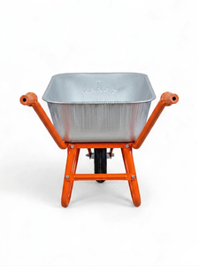 Industrial 100L Galvanized Steel <b>Wheelbarrow</b> Orange Chassis Heavy Duty Pneumatic Tyre Strong Frame for Jobsite Use - Product Image 5
