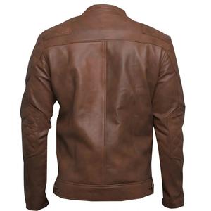 Chaquetas de Cuero Casuales para Hombre, Chaqueta de Cuero 100% Genuino, Chaquetas de Moda de Cuero Desgastado, Chaqueta para Hombre - Product Image 3