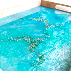 Plateau de pendaison de crémaillère et de cadeau de mariage parfait plateau de service en bois de résine avec idée de cadeau de fiançailles en bambou pour maman femme plats et plateaux - Product Image 3