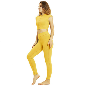 Custom Gym Wear Women Sets Bodysuit Women's Sportswear 2 Piece Zipper Jacket and Legging set for Women - Product Image 3