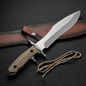 Couteau de chasse Bowie à lame fixe en acier Damas, pointe tombante, personnalisable OEM ODM, vente chaude, multifonctionnel pour le camping - Product Image 4