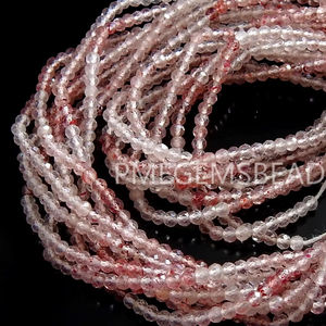 100% Natural Strawberry Quartz Faceted Sphere Beads 13 Inch 2MM <b>Ball</b> Rondelle Roundel Loose Pink Crystal Stone Necklace Making - Product Image 4