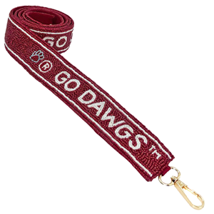 Go dawgs สายกระเป๋าลูกปัดทำด้วยมือสีแดงและสีดำสายกระเป๋าปรับได้ด้วยลูกปัดหนาเหมาะสำหรับวันเล่นเกมหาง - Product Image 1