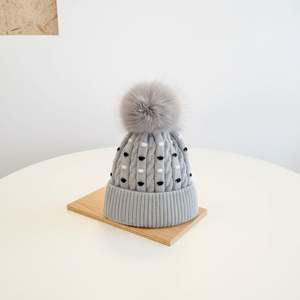 Gorro de Punto Jacquard con Rayas y Puntos, de Poliéster/Algodón, con Forro Polar para Invierno, Unisex, Grueso, Cálido, Informal y para la Playa - Product Image 5