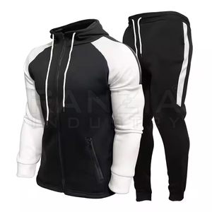 Chándal deportivo XL de estilo Hip Hop para hombre, diseño personalizado, alta calidad, 500 GSM, cremallera lisa de dos tonos con cuello con capucha - Product Image 3