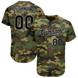Directo Ommiz Industry Auténtica ropa deportiva Custom Camo Negro-Gris Auténtico Saludo al servicio Camiseta de béisbol - Product Image 1