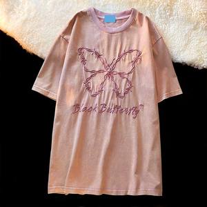 T-shirt en microfibre surdimensionné délavé à l'acide pour hommes personnalisé 100% coton épais vintage brodé Streetwear imprimé en 3D - Product Image 4