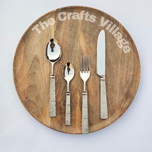 Gold Brass Cutlery <b>Set</b> With Hammered Design Handle <b>Dinnerware</b> <b>Set</b> <b>For</b> Kitchenware Usage Item - Product Image 2