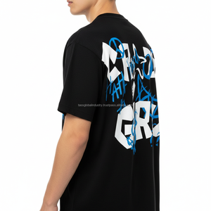 Camiseta Gráfica CRAZY GIRL, Diseño de Graffiti Azul, Estilo Urbano, Talla Grande, Algodón Grueso, Personalizable con Logotipo OEM - Product Image 3