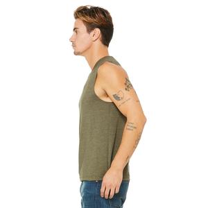 Bella + toile unisexe Jersey Muscle débardeur 3483 chiné Olive doux unisexe Jersey Muscle débardeur pour un confort respirant - Product Image 2