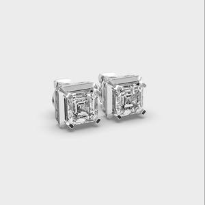 Pendientes de diamante cultivado en laboratorio, corte Asscher, cuadrados, con cuatro puntas, en plata de ley 925. - Product Image 2