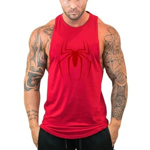 Camisetas sin mangas para correr Gimnasio Fitness Algodón Transpirable Camiseta sin mangas Araña roja Impreso Hombres Culturismo Ropa de entrenamiento suelta - Product Image 5