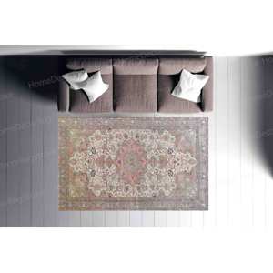 Tapis imprimé avec un médaillon coloré : design marocain, doux, salon, style turc, avec un tapis à poils doux - Product Image 3